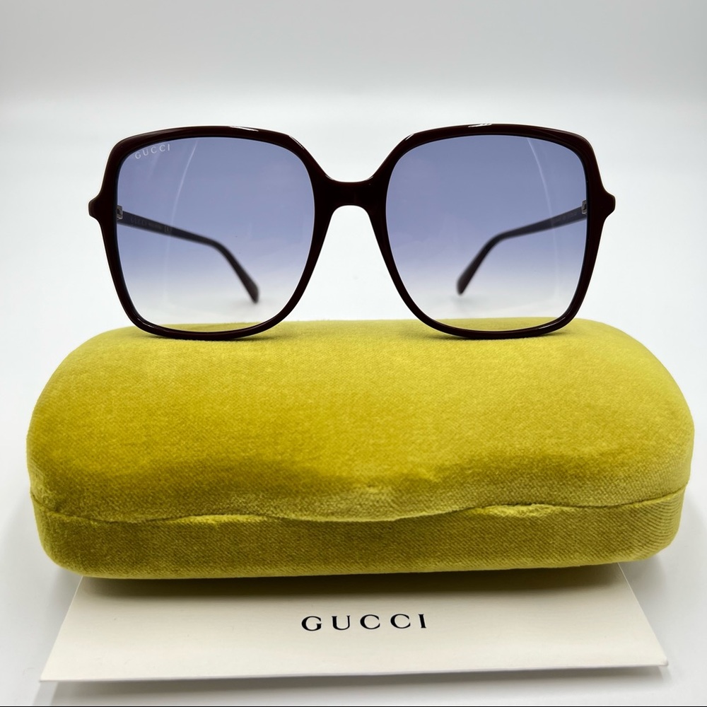 Gucci Sunglasses New Authentic Burgundy Square 57MM Sunglasses
